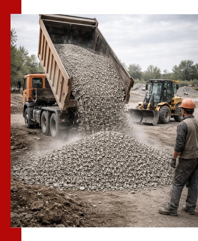 Доставка щебня в Шадринске крупными и мелкими фракциями