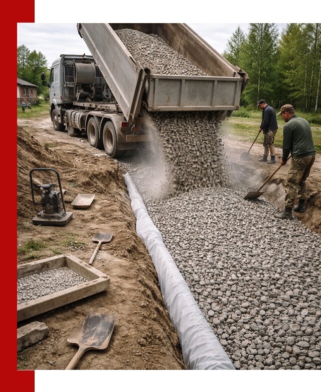 Гравий для дренажа с доставкой в Шадринске качественный и недорогой