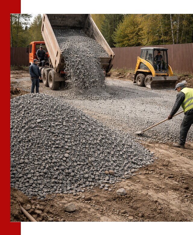 Отсыпка участка щебнем с доставкой и уплотнением в Шадринске